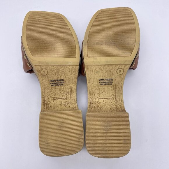 Steve Madden Chana Studded Wood Heel Sandals Size 9 Open Toe Clog Platform Slide - Picture 9 of 12